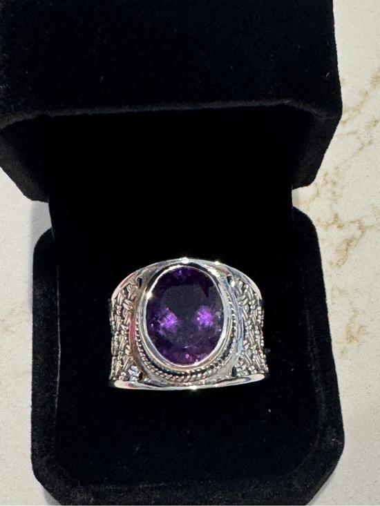 Samuel B. Jewelry - Vintage Samuel Benham Sterling Silver Amethyst Statement Ring